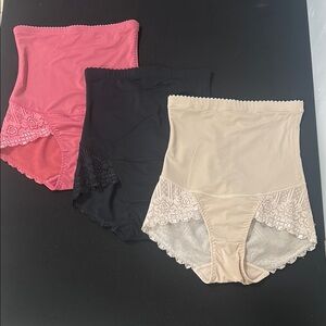 Pink, Black and Cream High-Waisted Lace Trim Panties